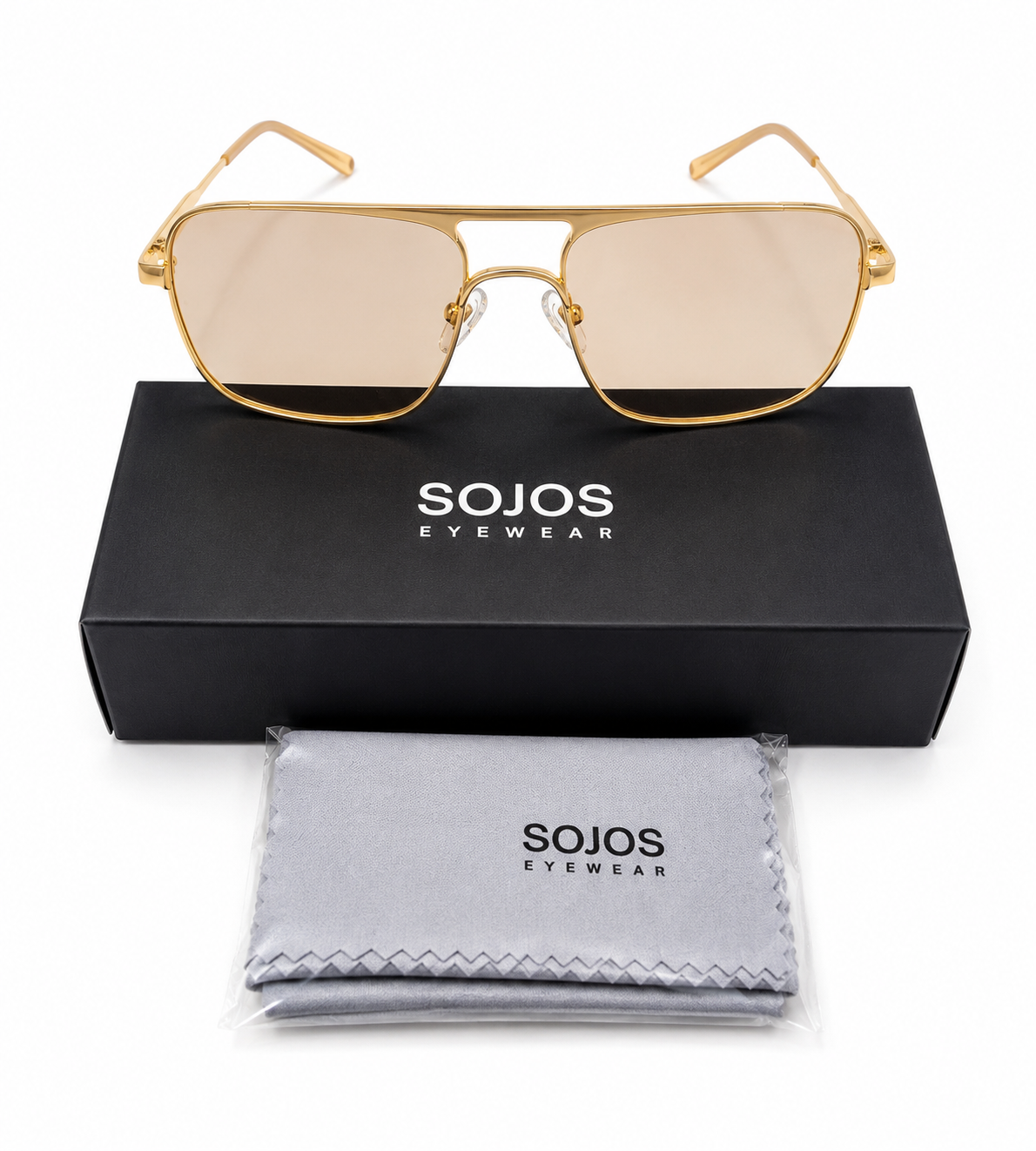 SOJOS Gold-Tone Aviator Sunglasses