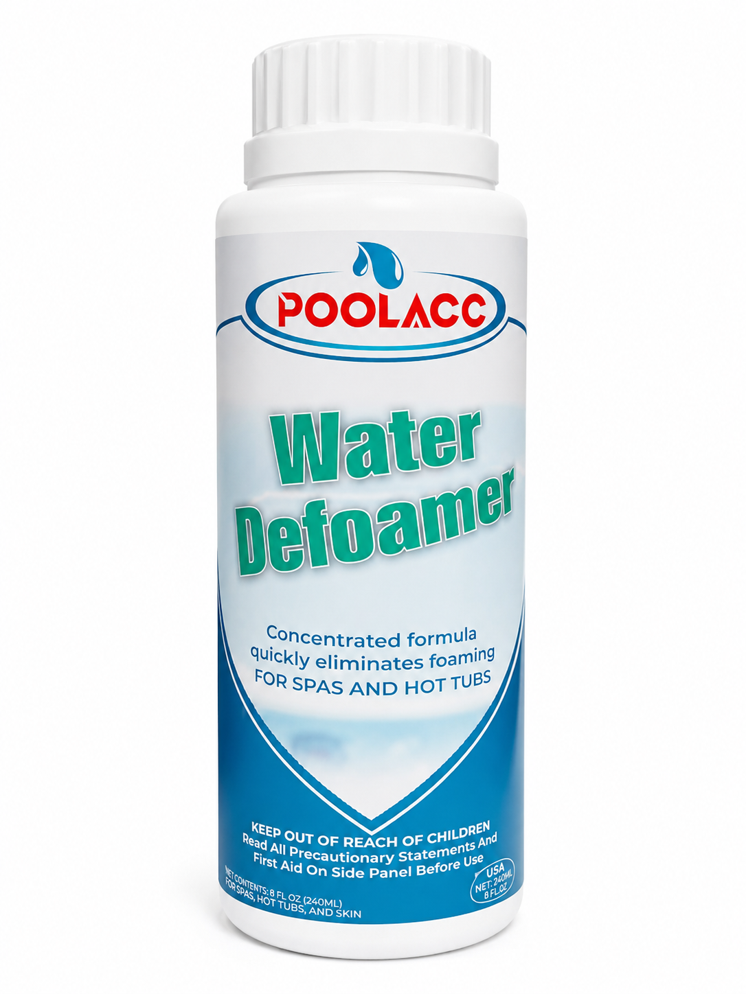 POOLACC Water Defoamer for Spas & Hot Tubs – 8 fl oz
