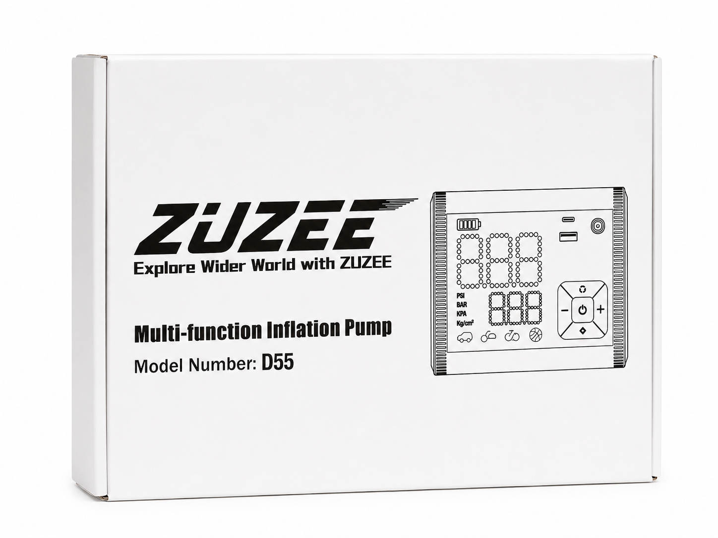 ZUZEE D55 Multi-Function Portable Tire Inflator & Air Pump